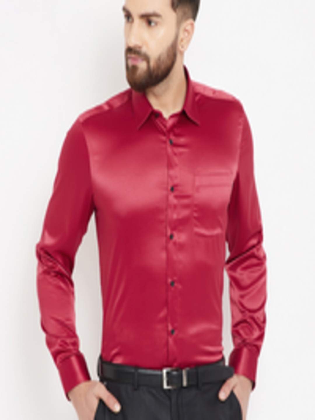 Buy Blackberrys Men Red Slim Fit Solid Party Shirt - Shirts for Men ...
