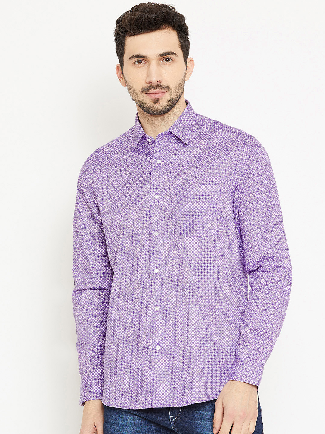 Buy Blackberrys Men Lavender Slim Fit Printed Casual Shirt Shirts for