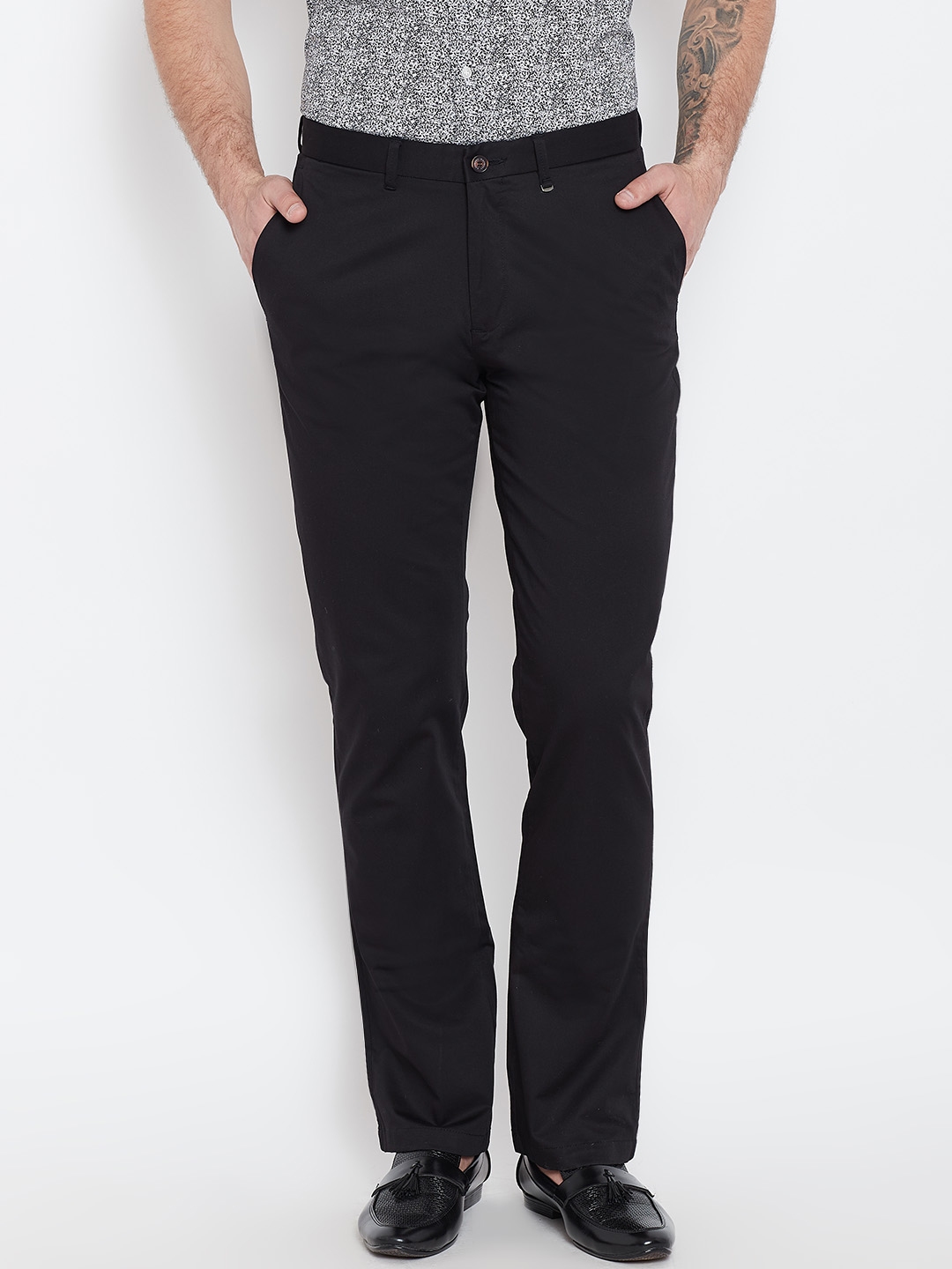 Buy Blackberrys Men Black Regular Fit Solid Trousers - Trousers for Men ...