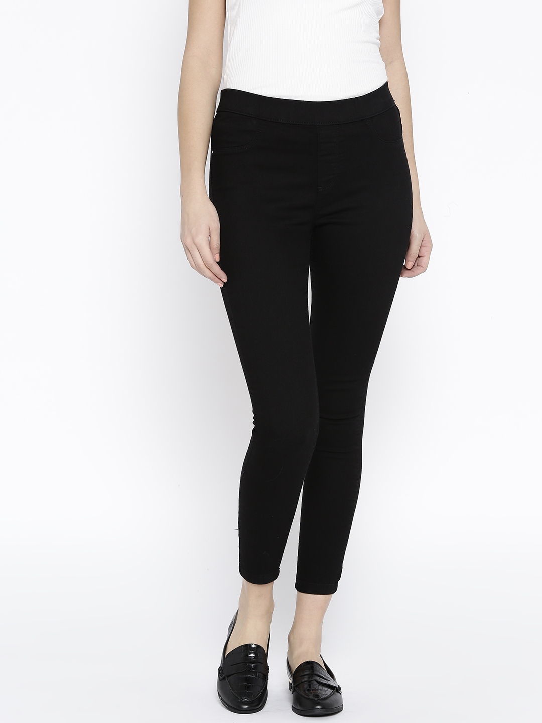 Buy DOROTHY PERKINS Women Black Solid Cropped Jeggings - Jeggings for ...