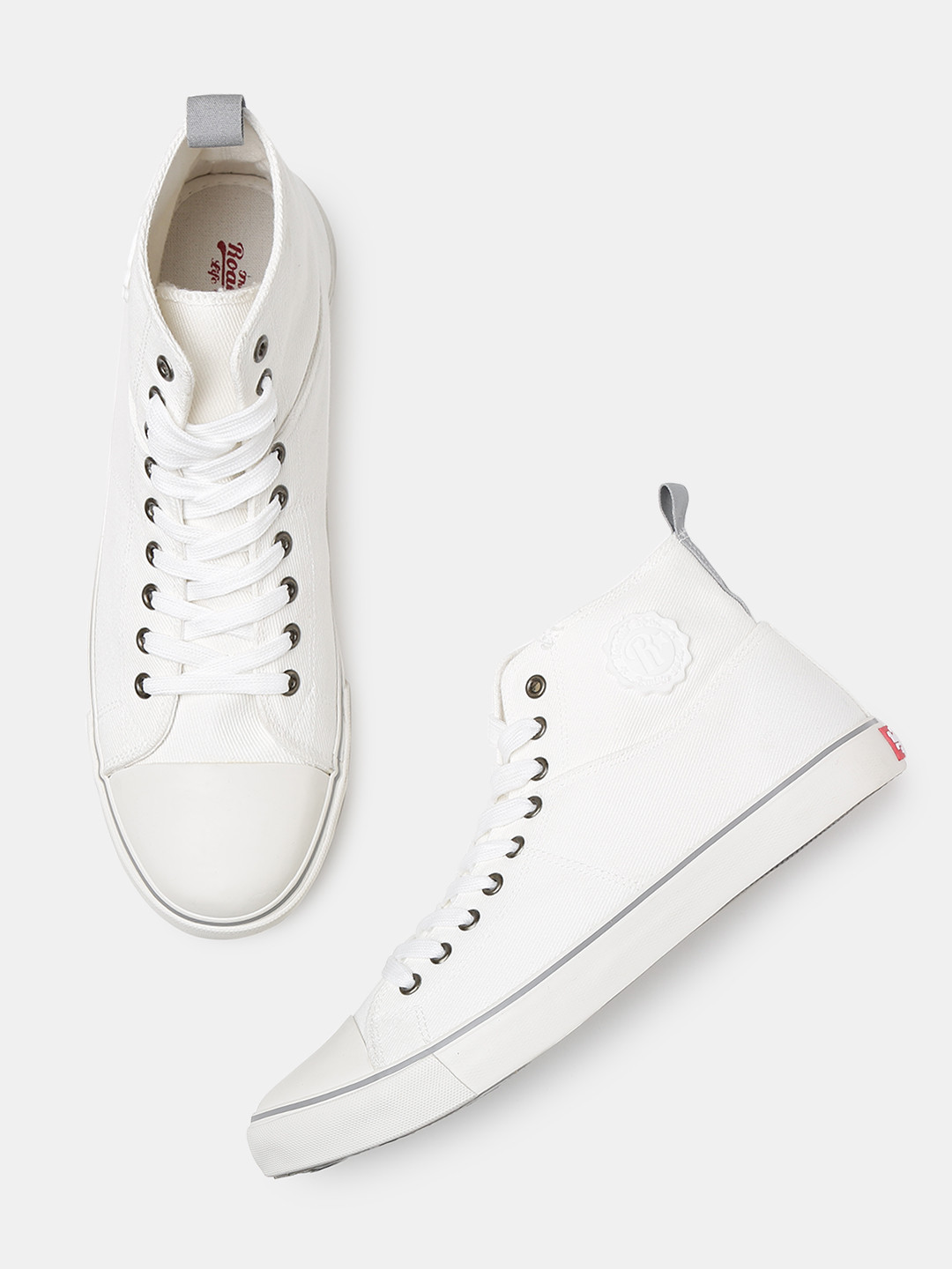 roadster men white solid sneakers