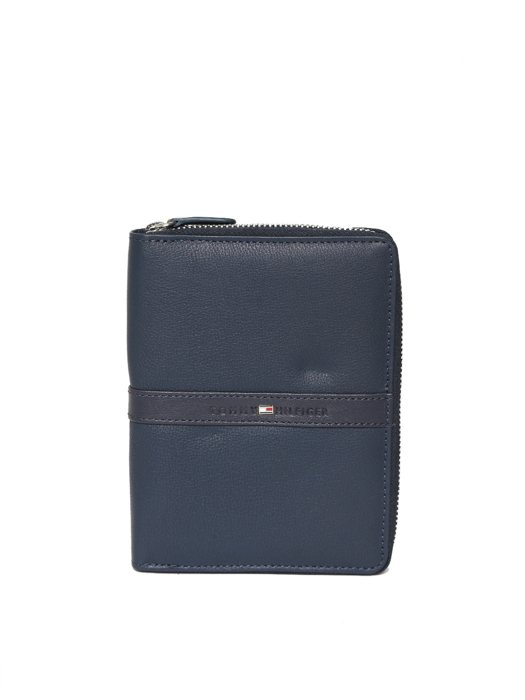 Buy Tommy Hilfiger Men Navy Blue Solid Leather Passport Holder
