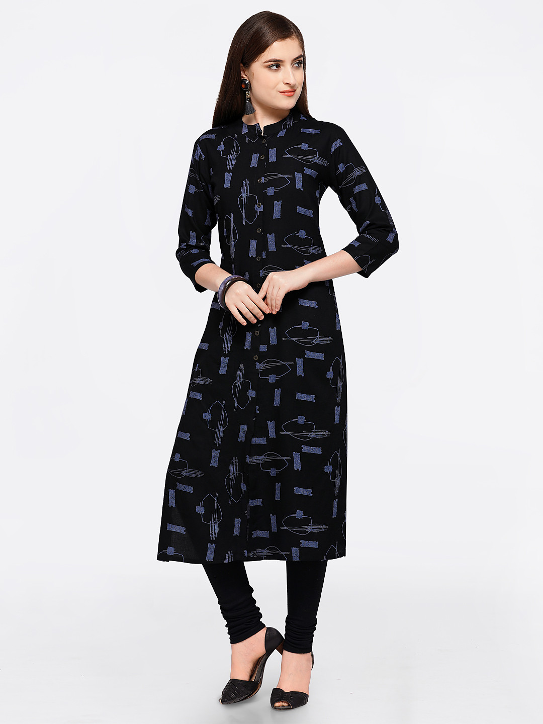Buy RAISIN Women Black Printed Straight Kurti Kurtis for Women