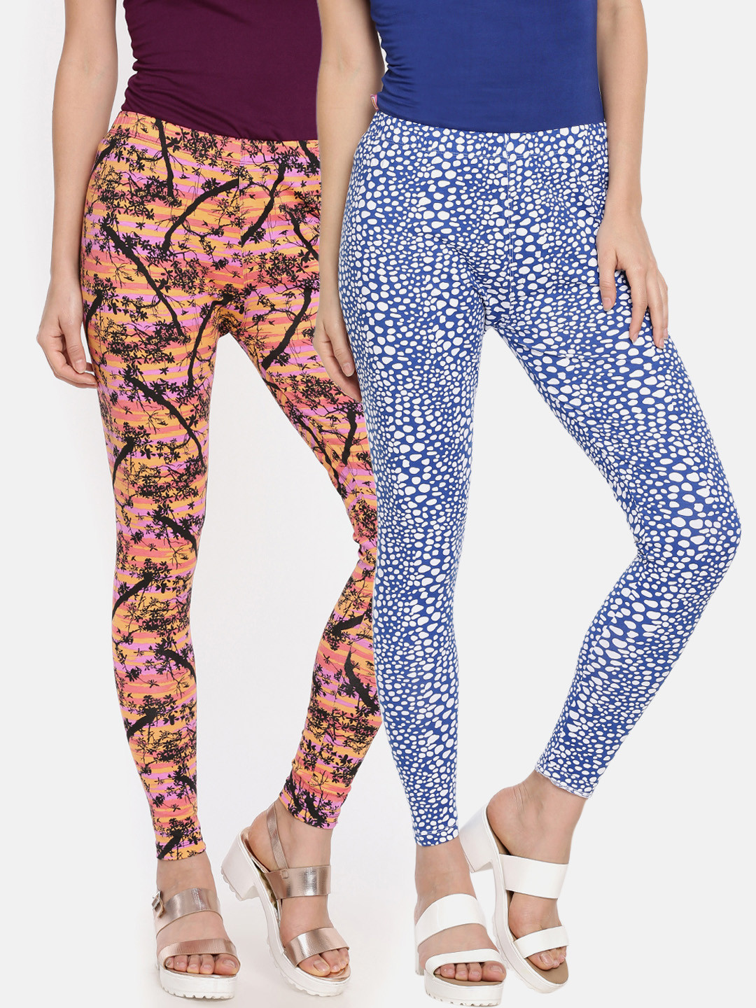 Buy Dollar Missy Women Set Of 2 Printed Ankle Length Leggings Leggings for Women 8072447 Myntra