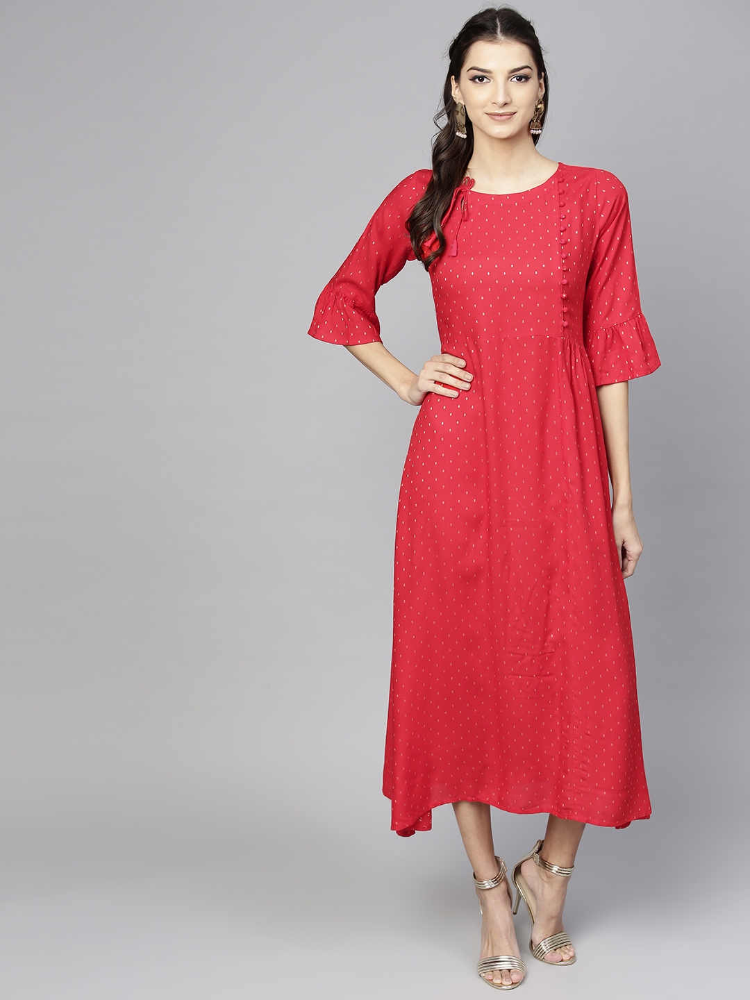 Buy Libas Women Red Self Design Maxi Dress - Dresses for Women 8073499 ...