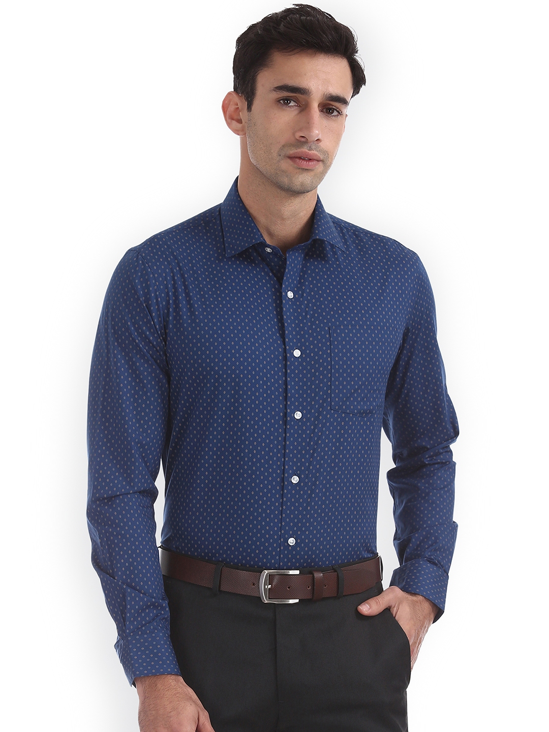 Buy Arrow Men Blue Slim Fit Printed Casual Shirt - Shirts for Men ...