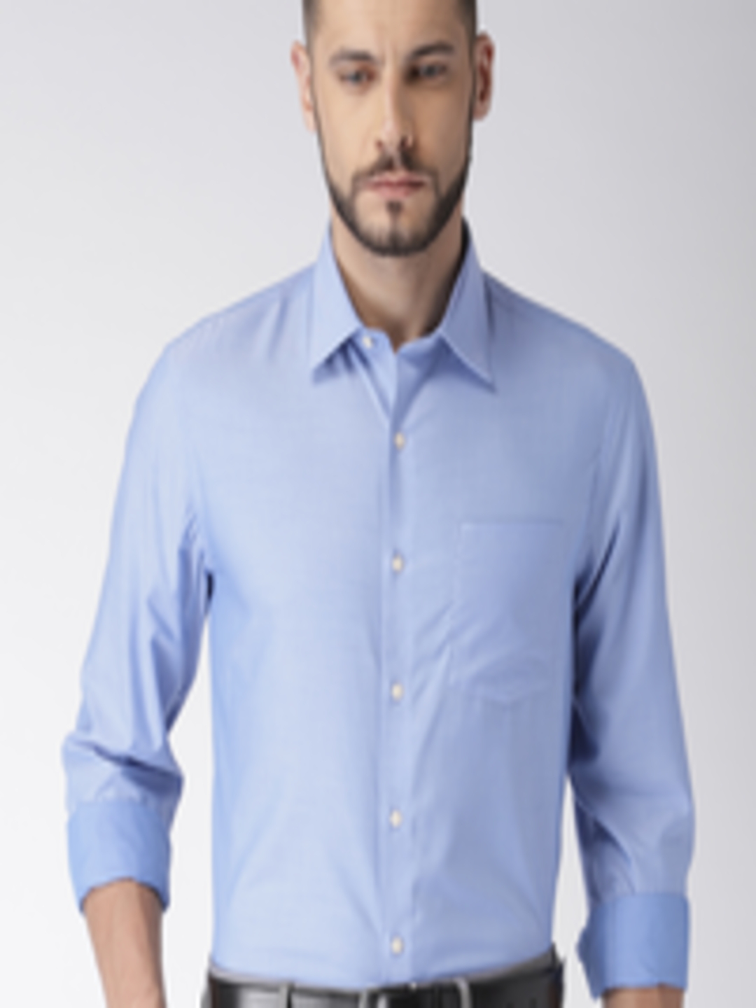 Buy Arrow Men Blue Slim Fit Solid Wrinkle Free Formal Shirt - Shirts ...