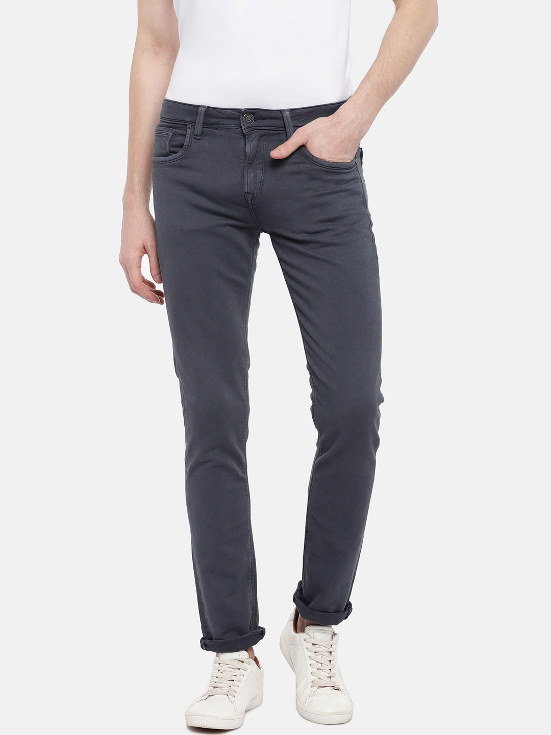 Buy Easies Men Grey Slim Fit Mid Rise Stretchable Clean Look Jeans ...