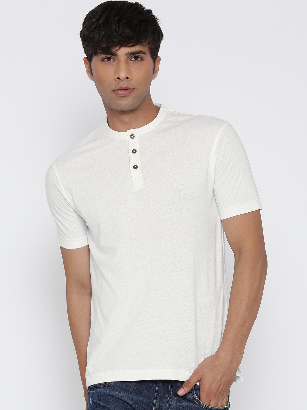 Buy Indian Terrain White Linen Henley T Shirt - Tshirts for Men 808302 ...