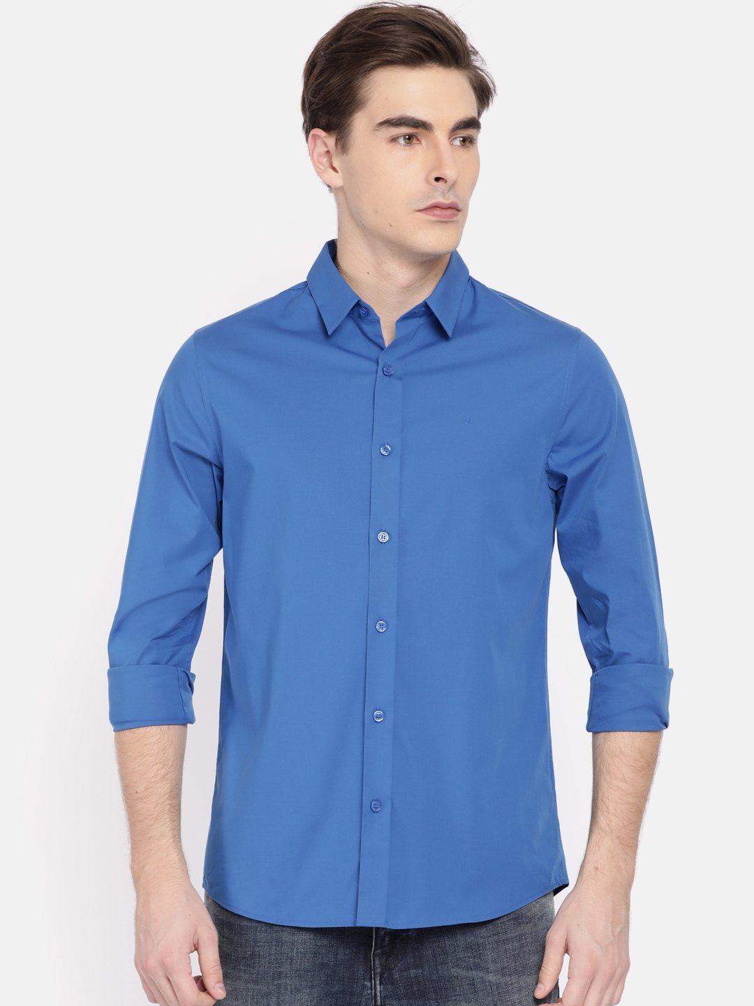 Buy Calvin Klein Jeans Men Blue Slim Fit Solid Casual Shirt - Shirts ...