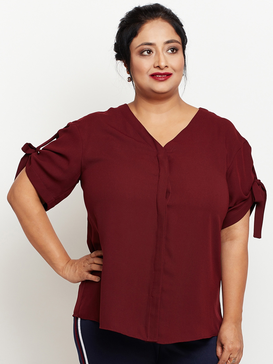 womens plus size maroon tops