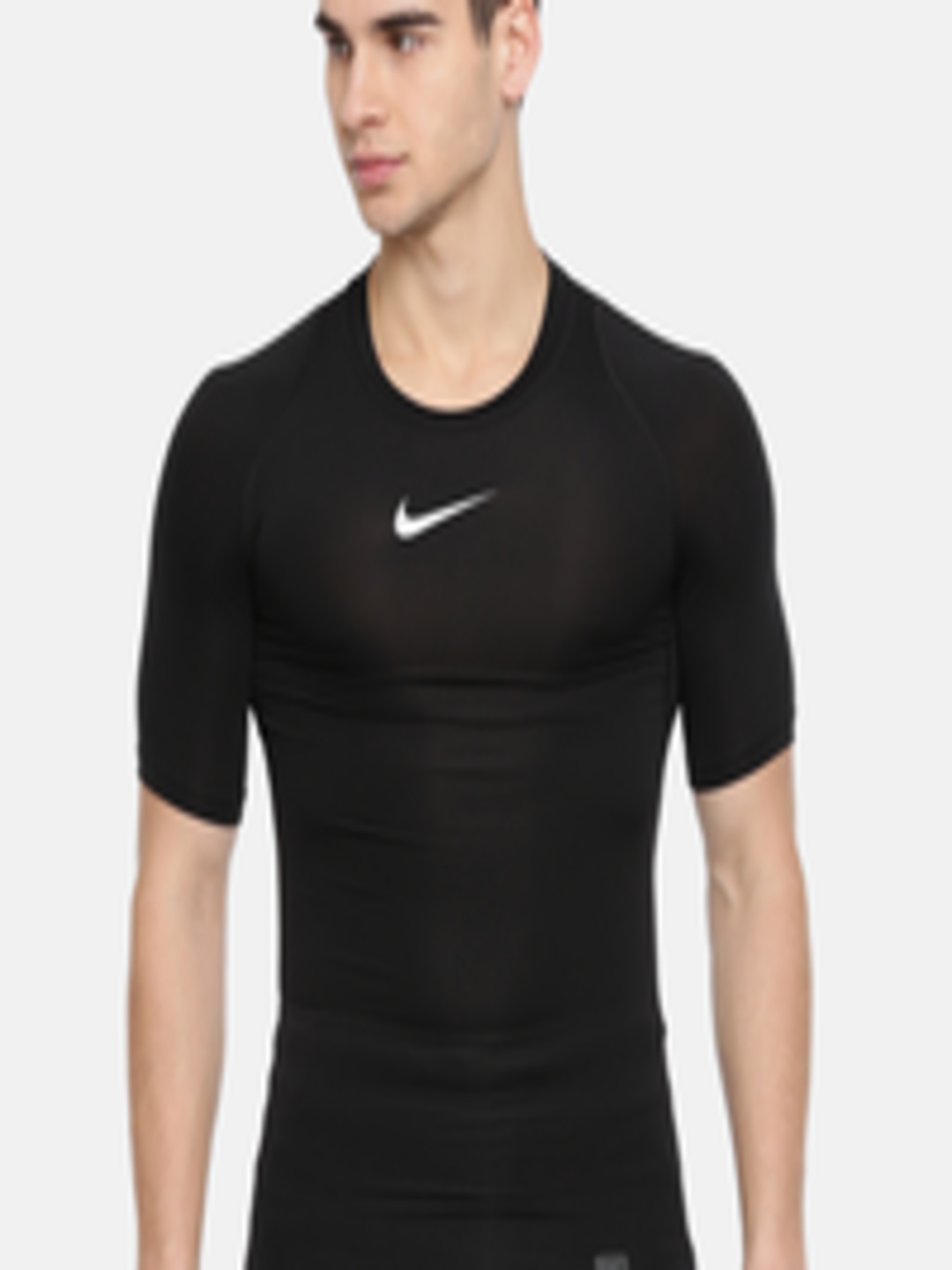 Buy Nike Men Black Solid Ss Compression Tight Fit Dri FIT Round Neck ...