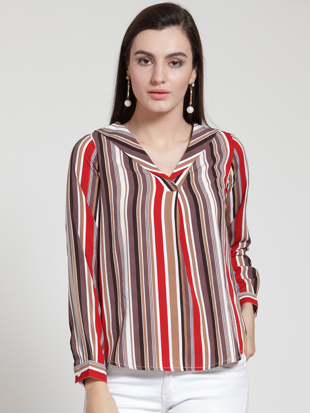 multicoloured striped top womens