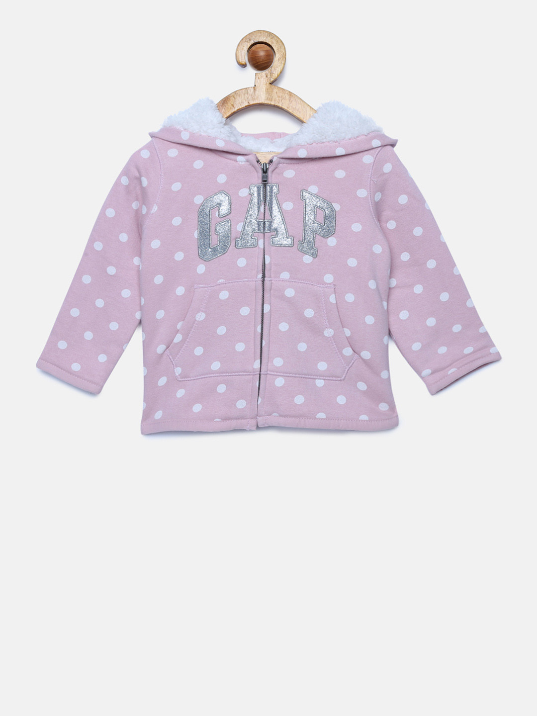 Buy GAP Baby Girls' Pink Sherpa Lined Logo Hoodie Sweatshirt