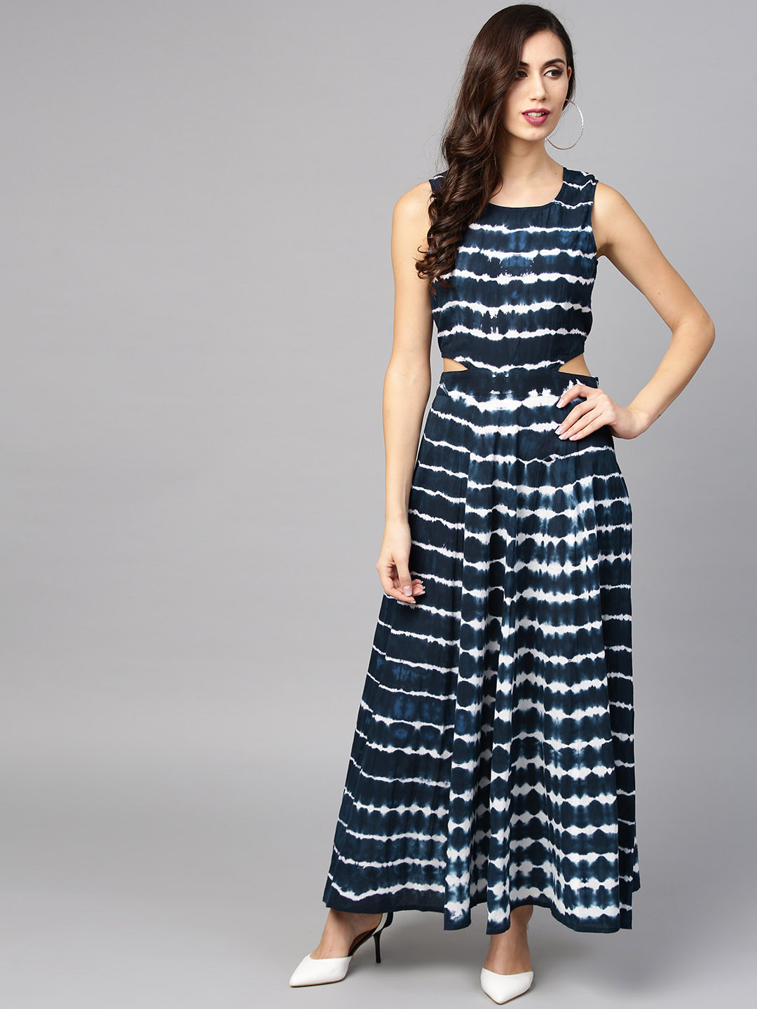 Buy Nayo Women Navy Blue Dyed Maxi Dress Dresses for Women 8114943