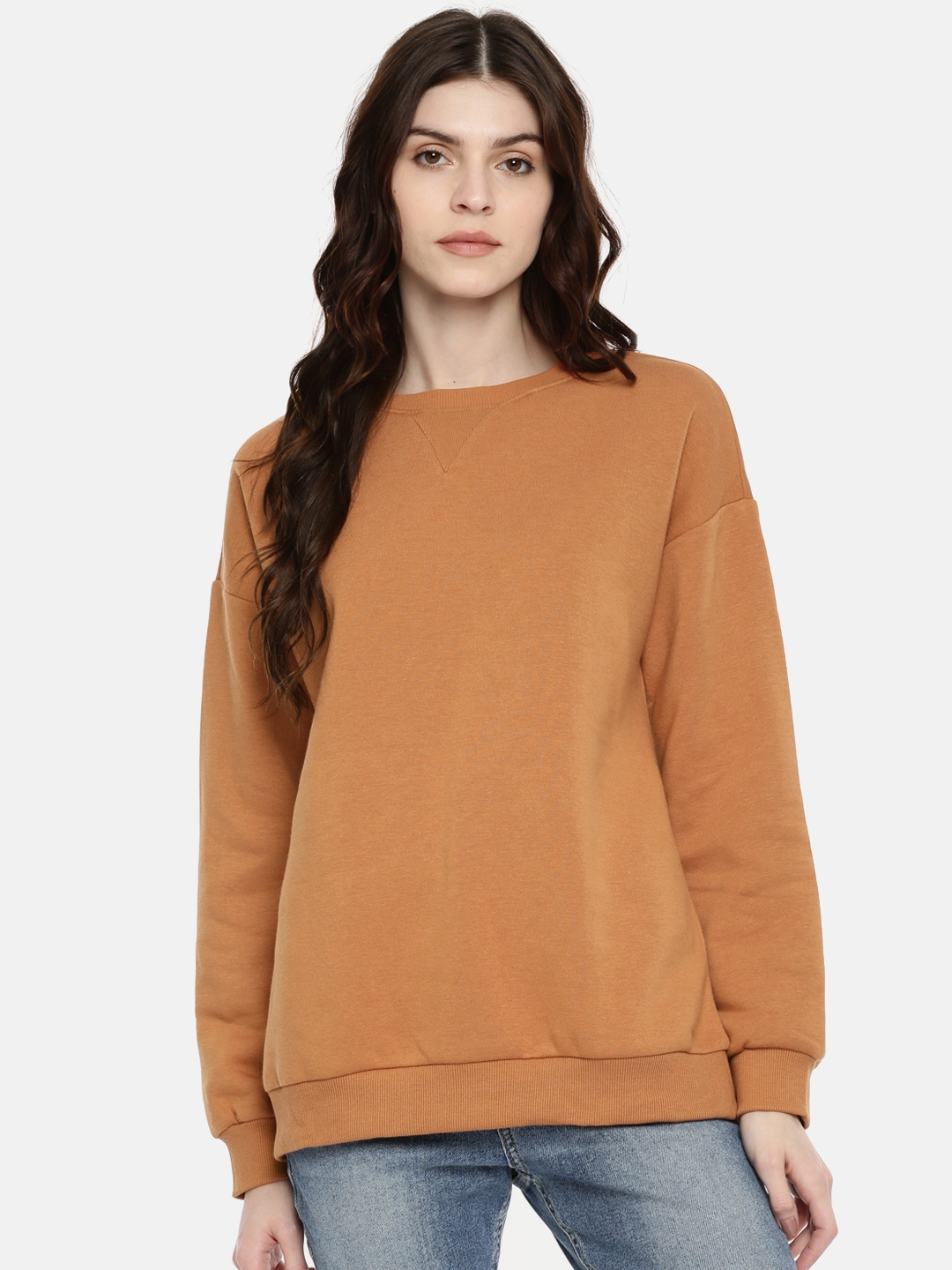 Buy FOREVER 21 Women Brown Solid Sweatshirt - Sweatshirts for Women ...