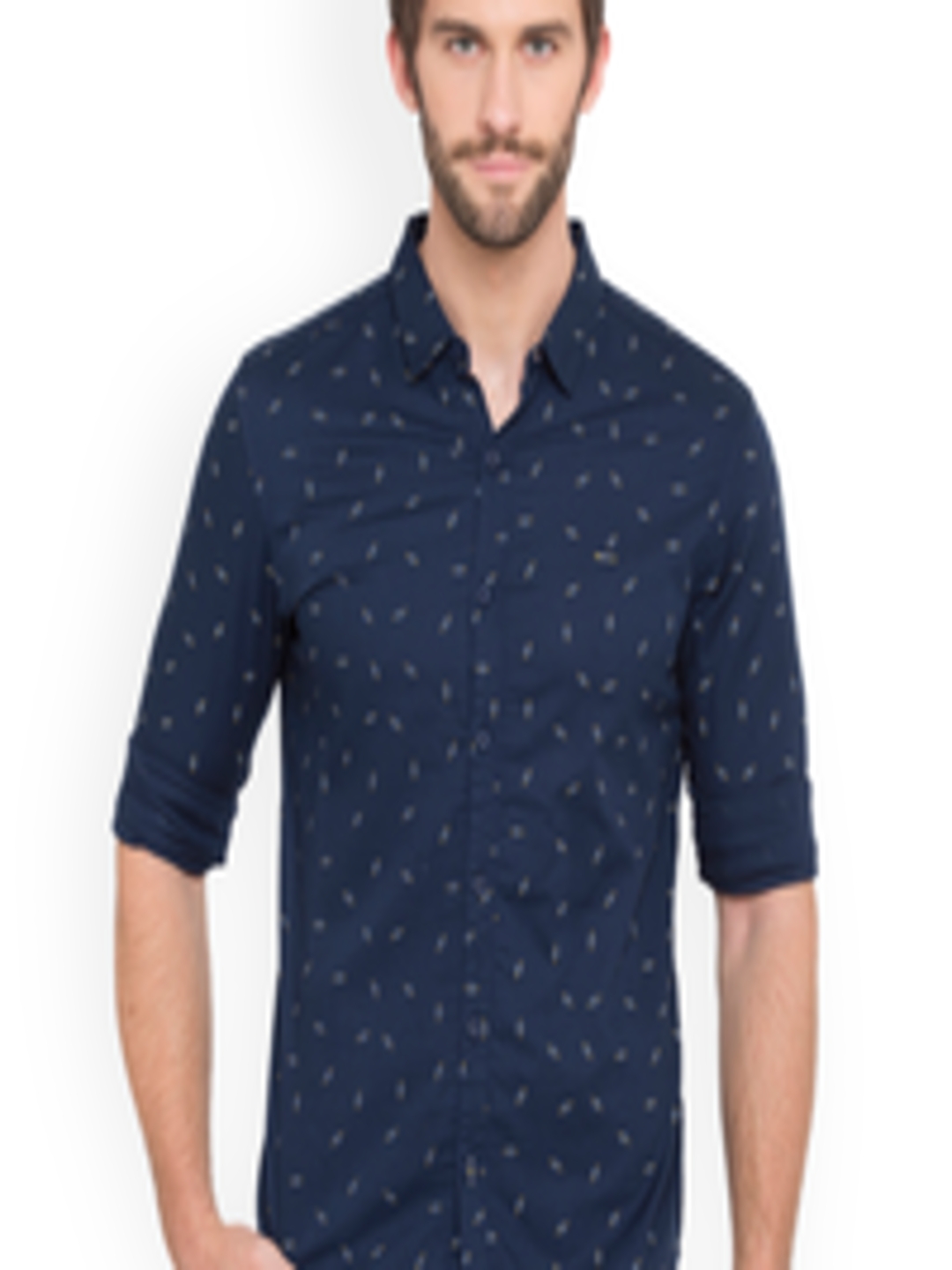 Buy SPYKAR Men Navy Blue Slim Fit Printed Casual Shirt - Shirts for Men ...