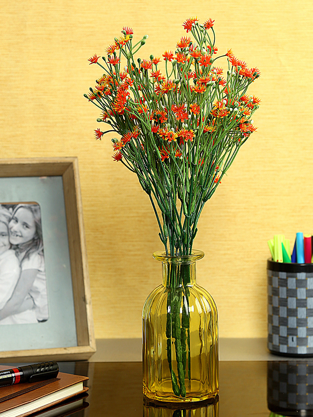 Buy Aapno Rajasthan Yellow Glass Flower Vase Vases for Unisex 8157723 Myntra