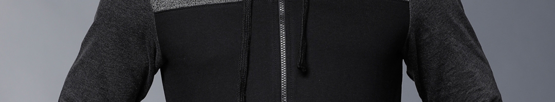 Buy HIGHLANDER Men Black & Grey Colourblocked Hooded Sweatshirt ...