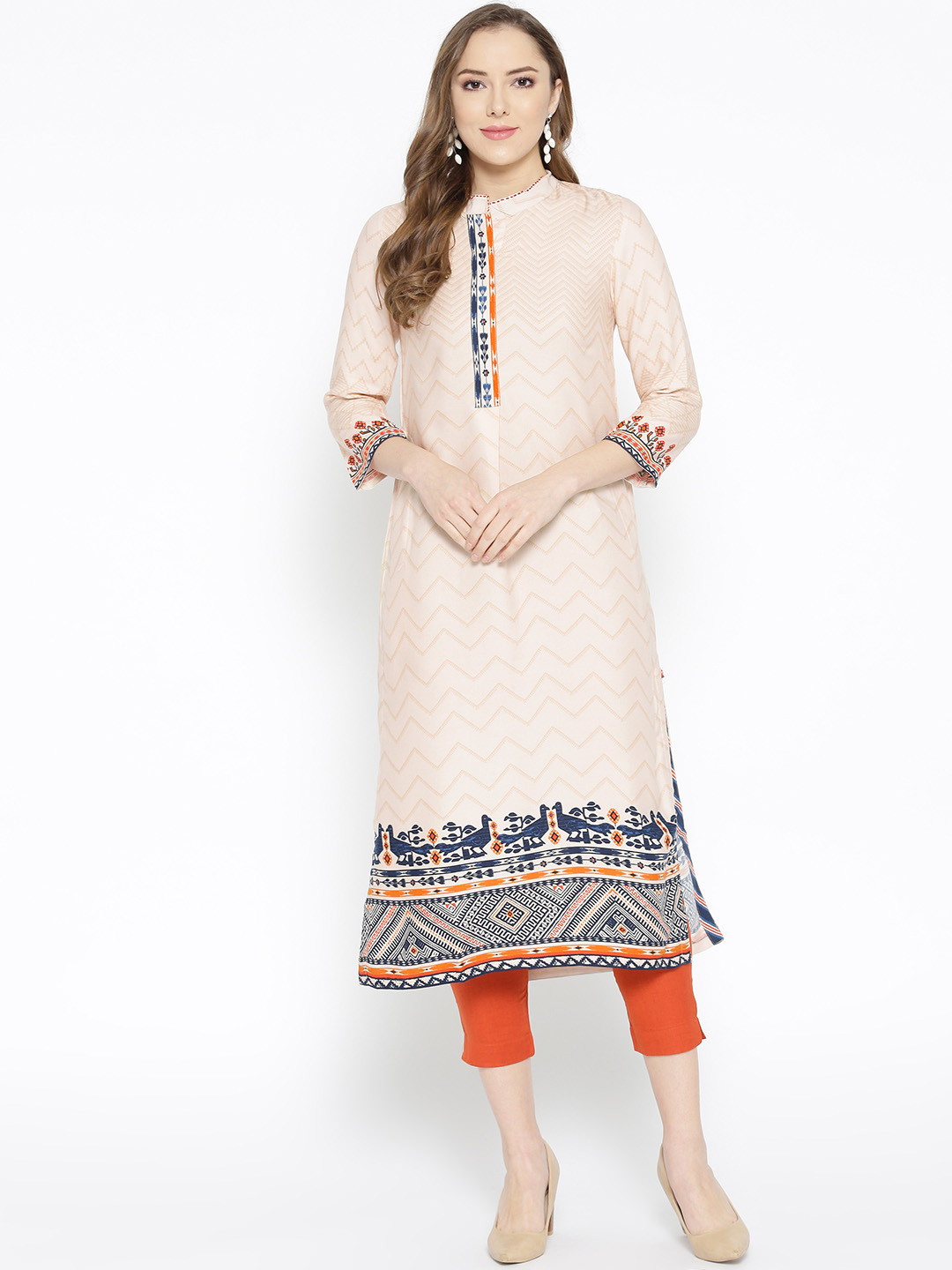 Buy Biba Women Off White Solid Straight Kurta Kurtas for Women