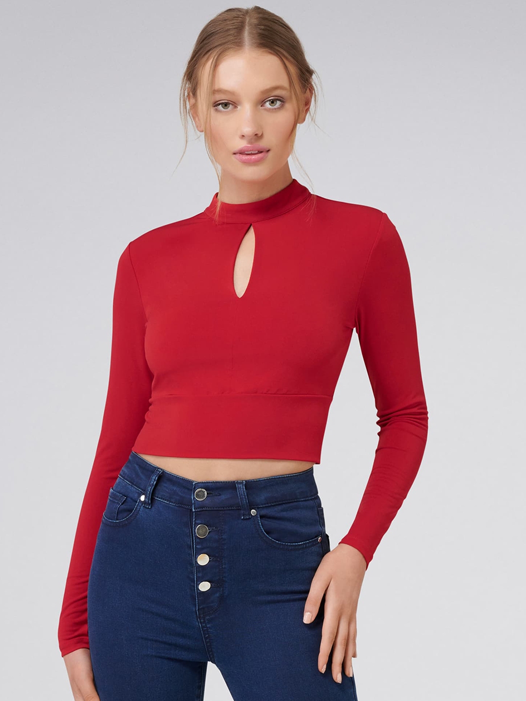 Buy Forever New Women Red Solid Fitted Top - Tops for Women 8161603 ...