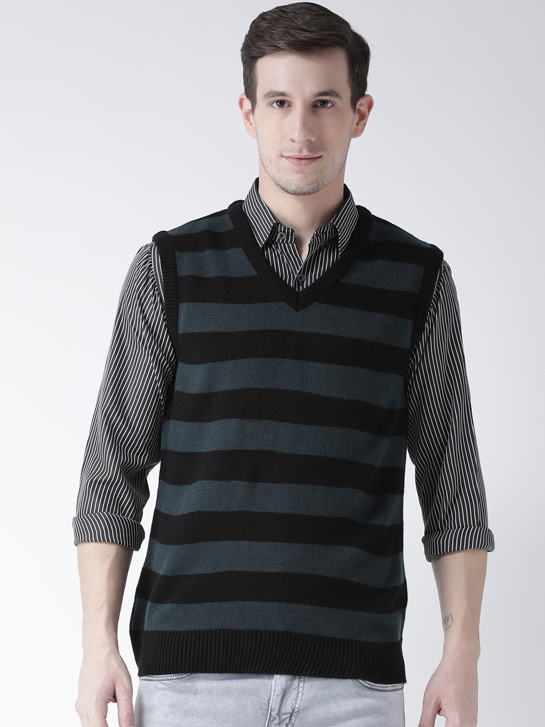 black green striped sweater