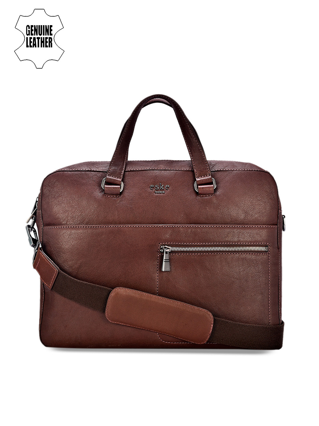 Buy Eske Men Brown Solid Leather Laptop Bag Laptop Bag for Men