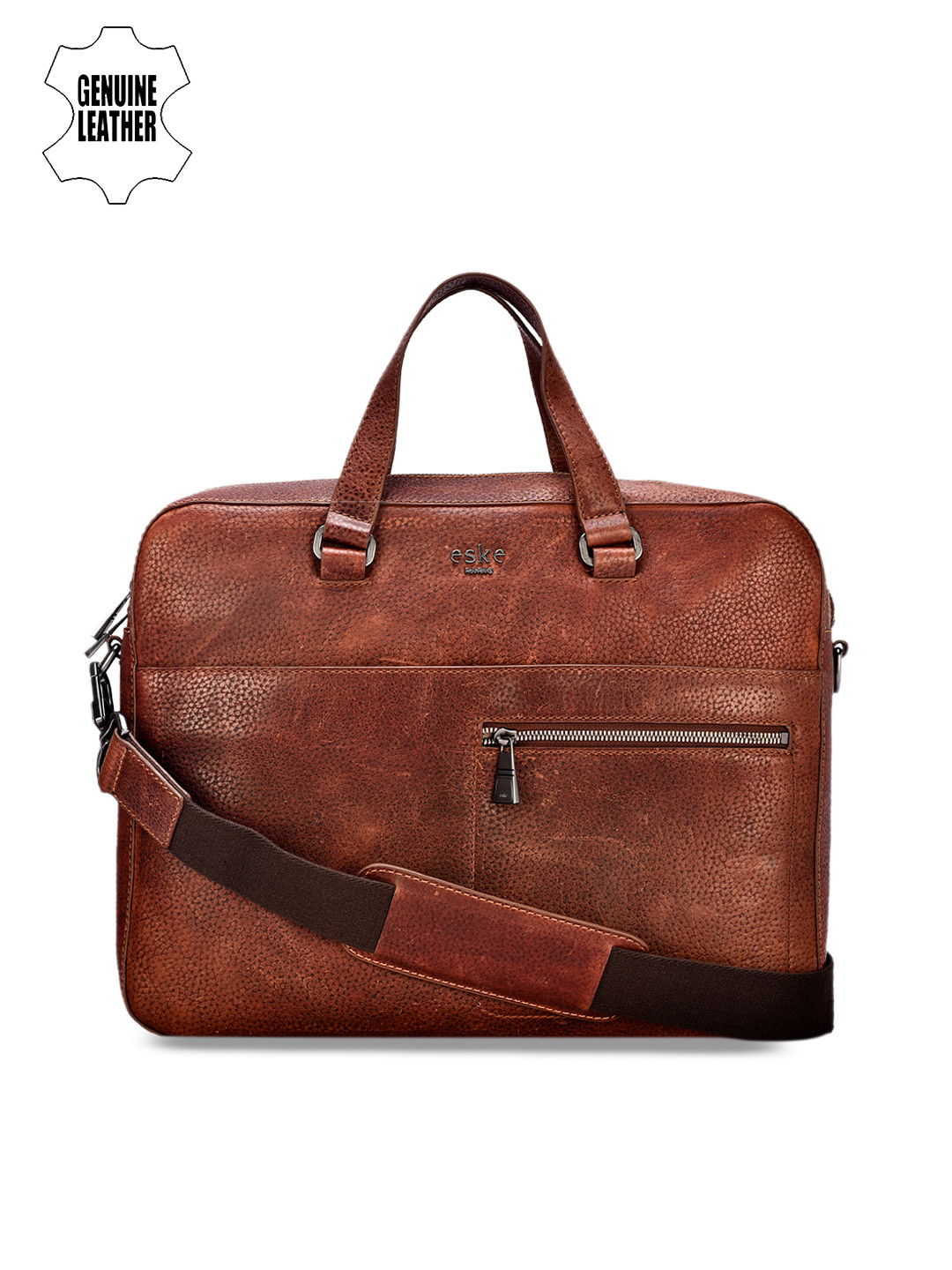 Buy Eske Men Brown Solid Leather Laptop Bag Laptop Bag for Men