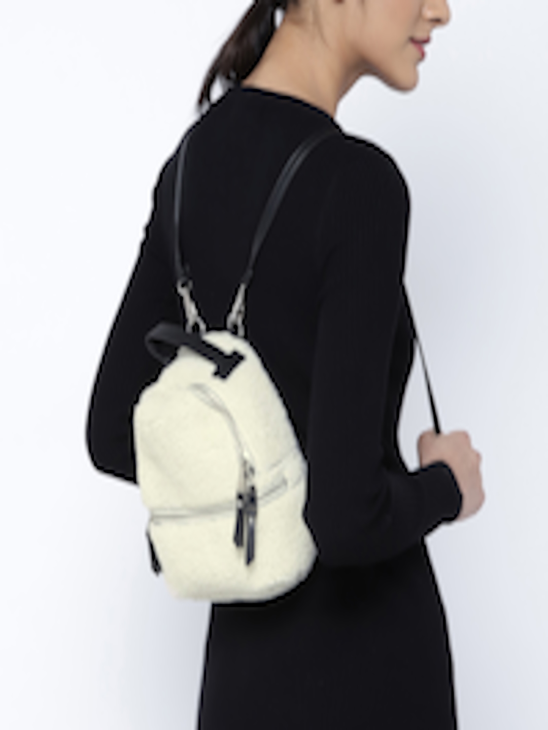 Buy Steve Madden Women Off White Fuzzy Backpack - Backpacks for Women ...