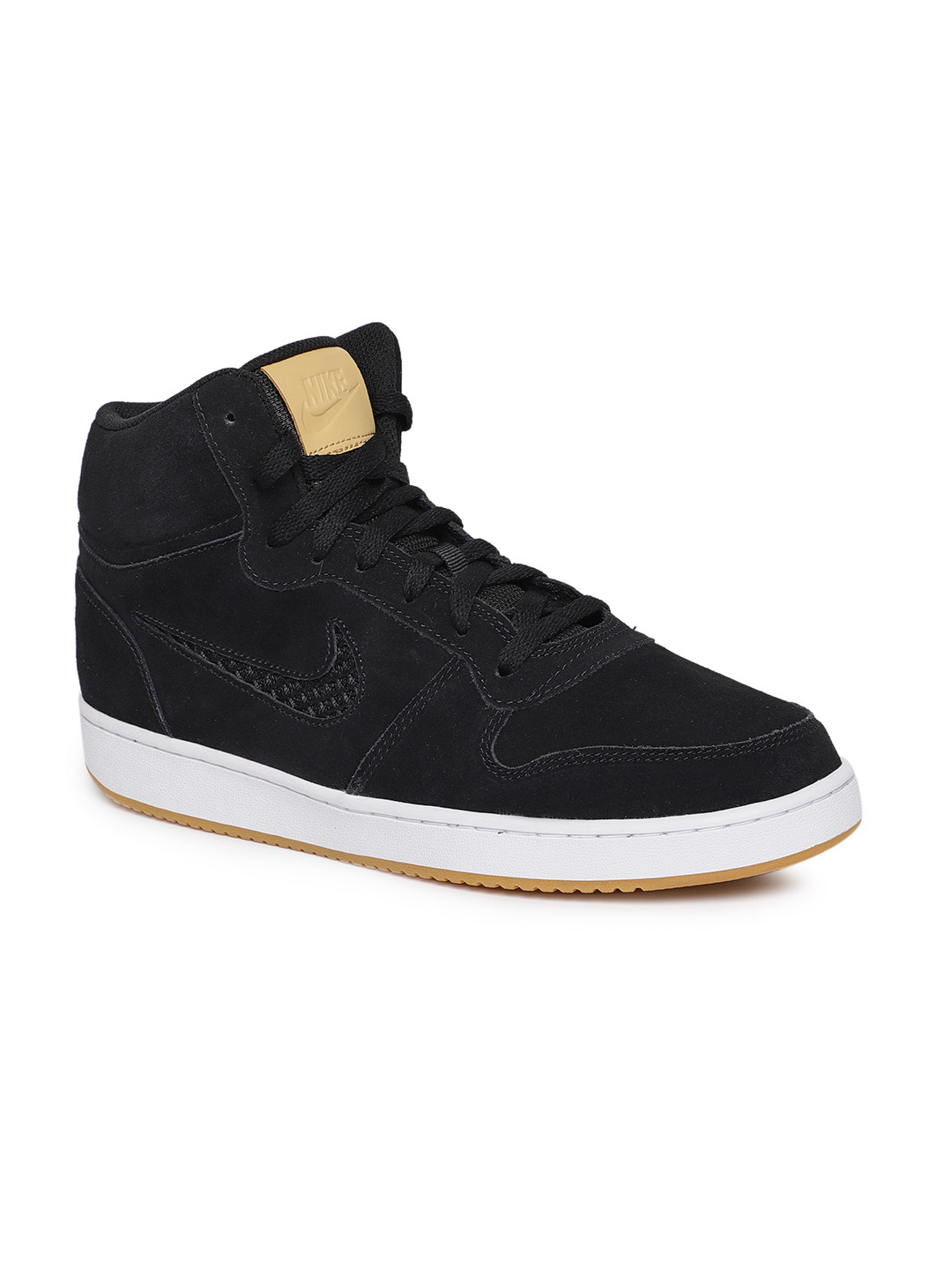 Buy Nike Men Black Ebernon Mid Premium Mid Top Leather Sneakers ...