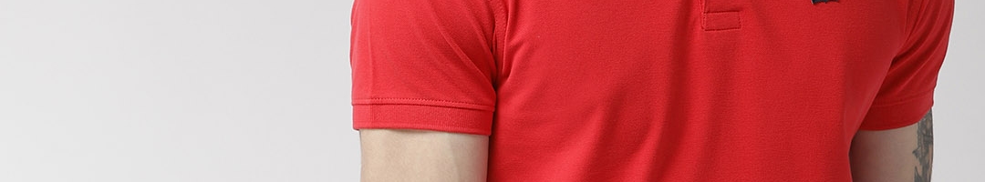 Buy Levis Men Red Solid Polo Collar Pure Cotton T Shirt - Tshirts for ...