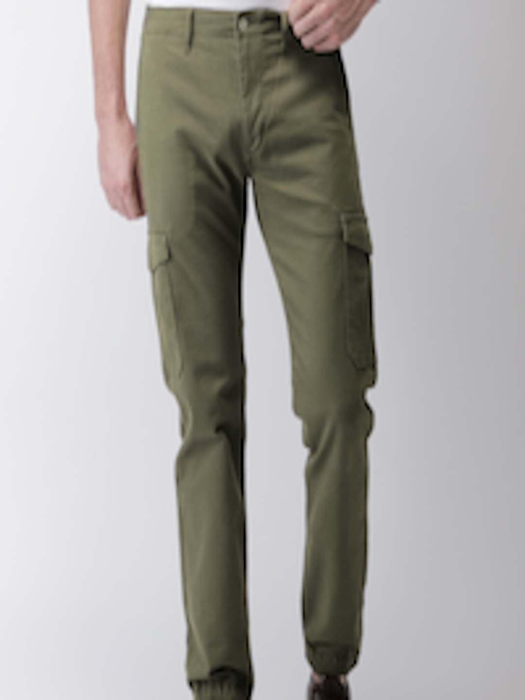Buy Levis Men Olive Green Regular Tapered Fit Solid Cargos - Trousers ...