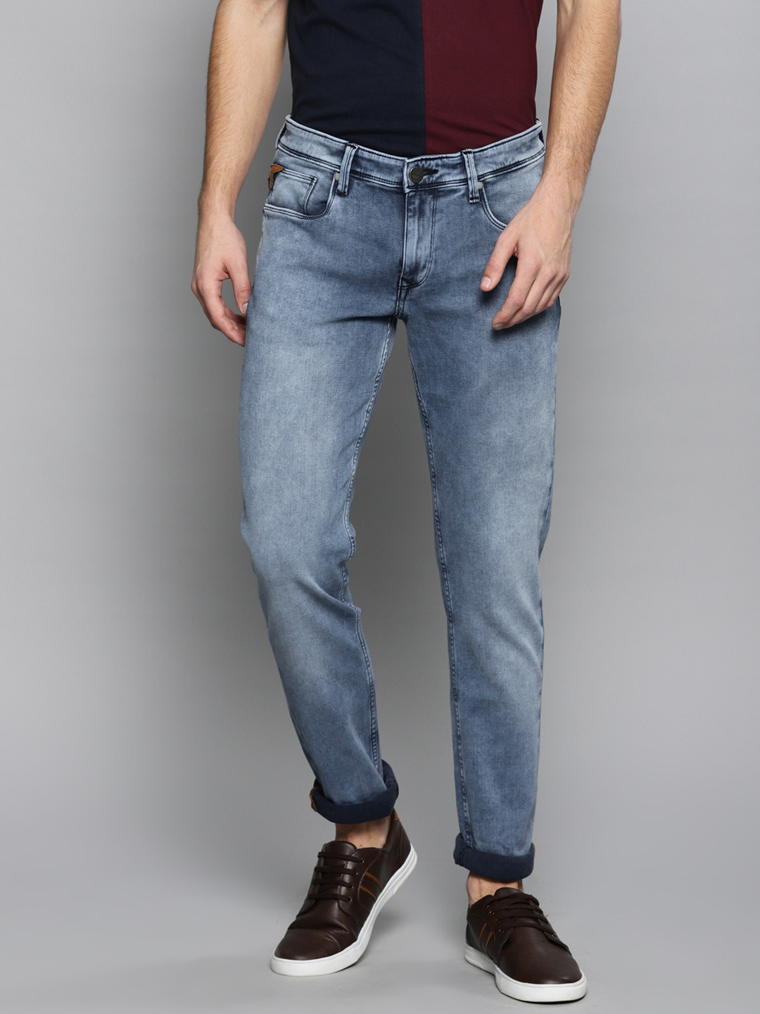 Buy Louis Philippe Jeans Men Blue Matt Slim Fit Low Rise Clean Look