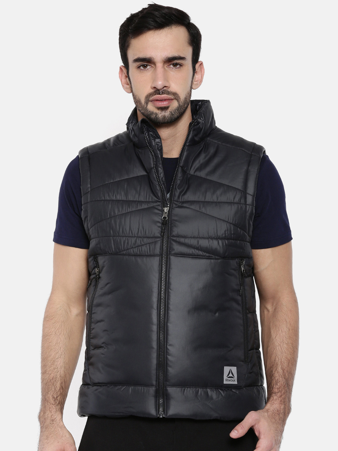 Buy Reebok Men Black Solid Sleeveless OD Padded Jacket Jackets for
