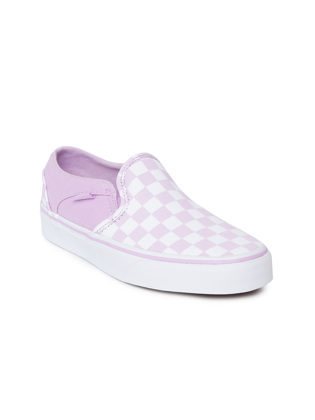 Buy Vans Women Pink & White Asher Checked Slip On Sneakers - Casual ...