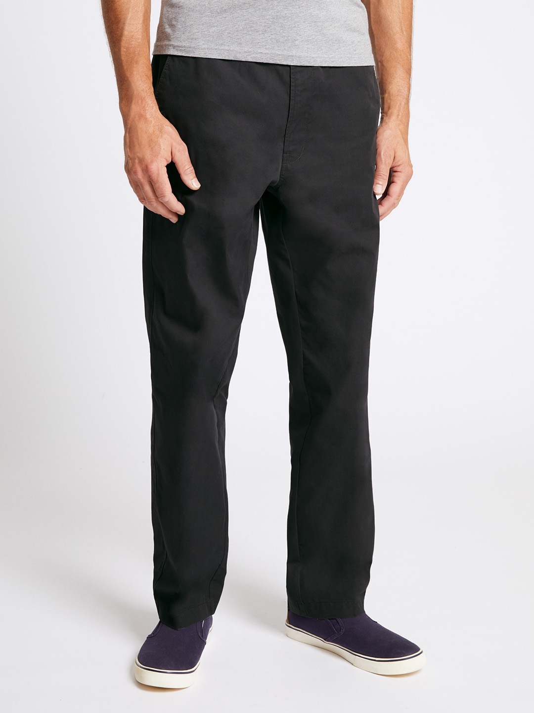Buy Marks & Spencer Men Charcoal Regular Fit Solid Regular Trousers ...