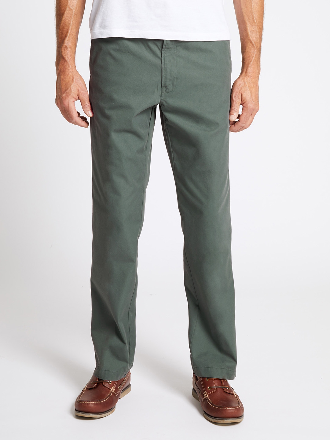 Buy Marks & Spencer Men Olive Green Regular Fit Solid Regular Trousers ...