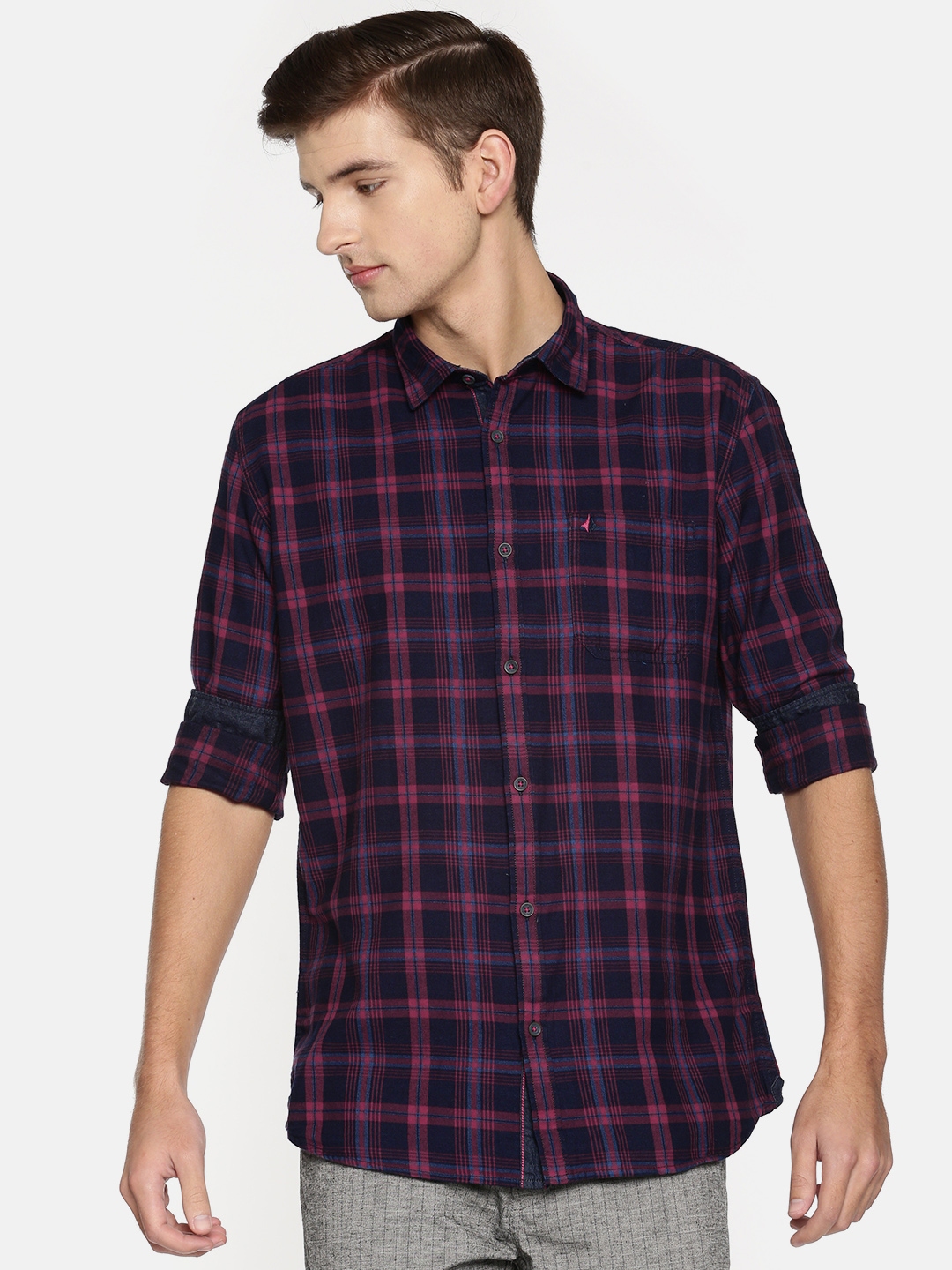 navy blue and red shirts