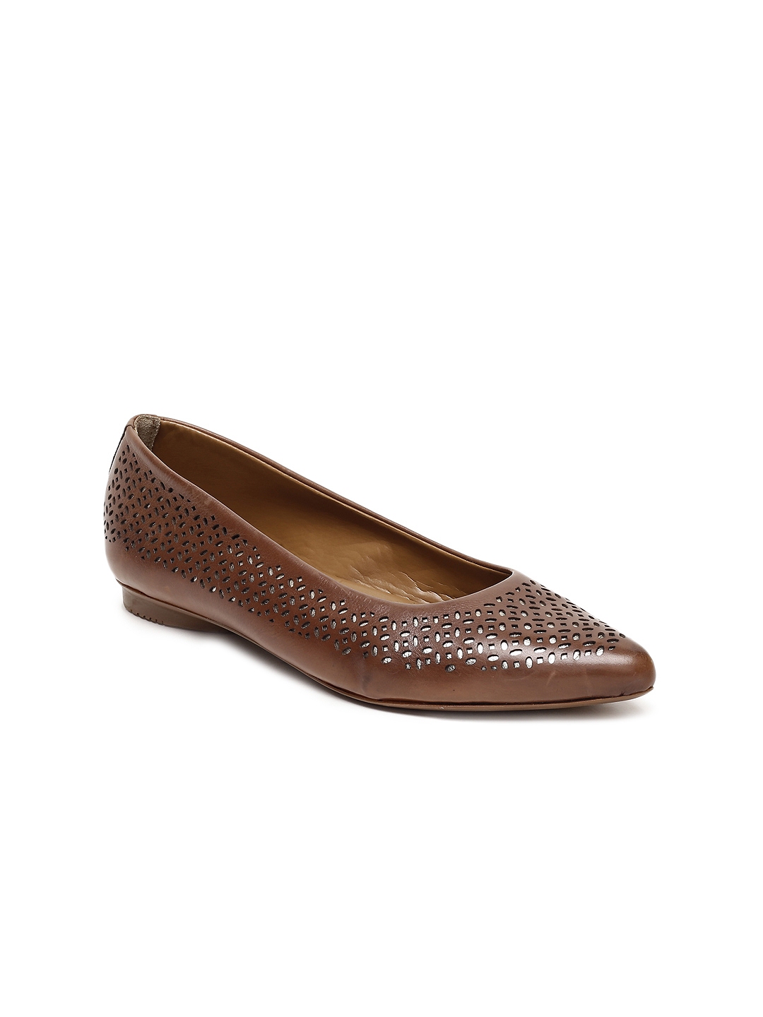 tan leather ballerinas