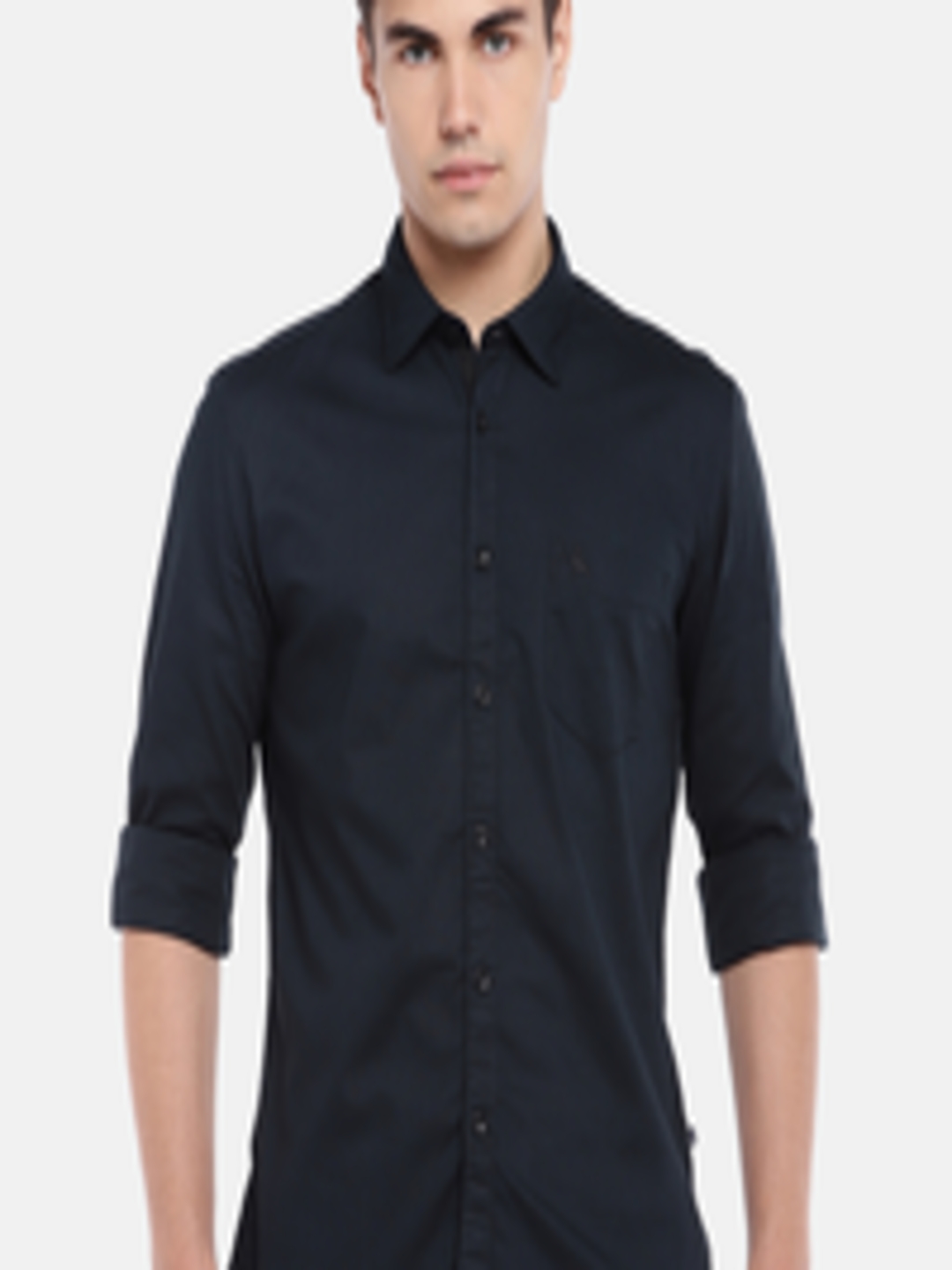 Buy Parx Men Navy Blue Slim Fit Solid Casual Shirt - Shirts for Men ...