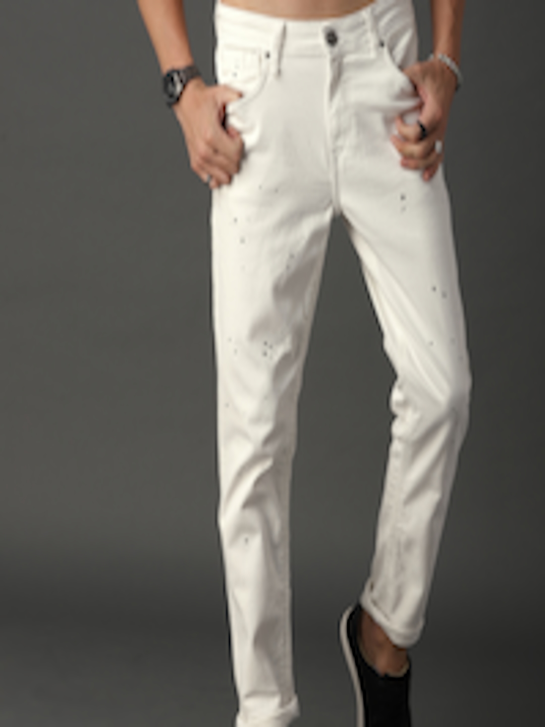 Buy Roadster Men White Regular Fit Mid Rise Clean Look Stretchable