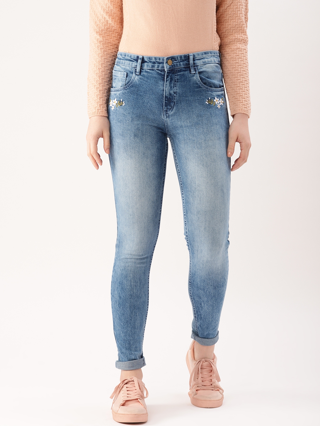 blue mid rise jeans