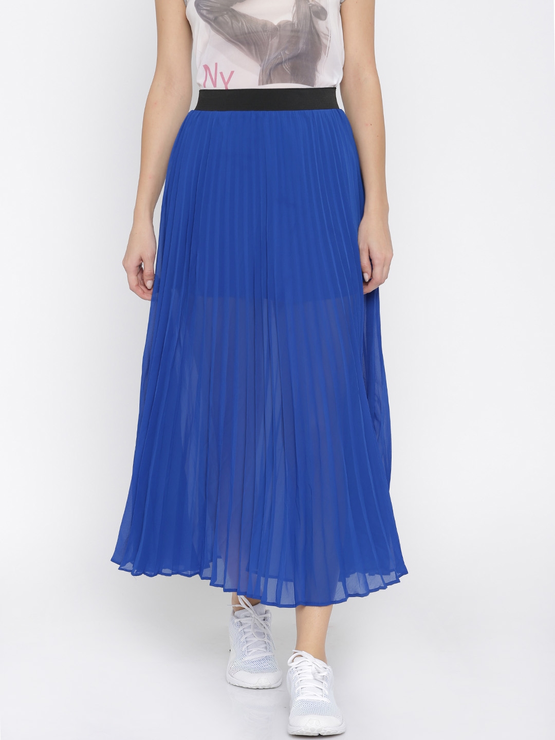 Buy Vero Moda Blue Pleated Midi Skirt - Skirts for Women 829079 | Myntra