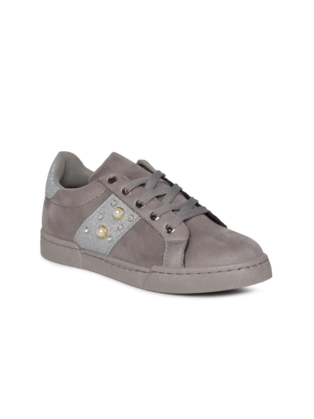 Buy Ginger By Lifestyle Women Grey Embellished Sneakers