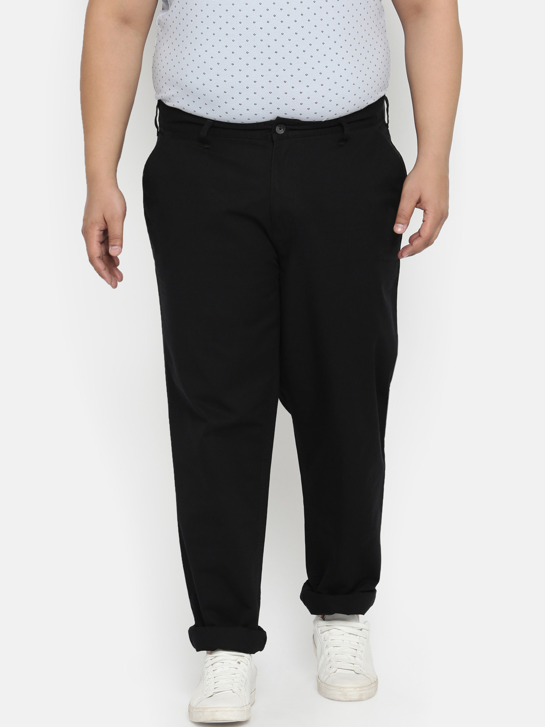 Buy ALL Plus Size Men Black Solid Chinos Trousers for Men 8314305