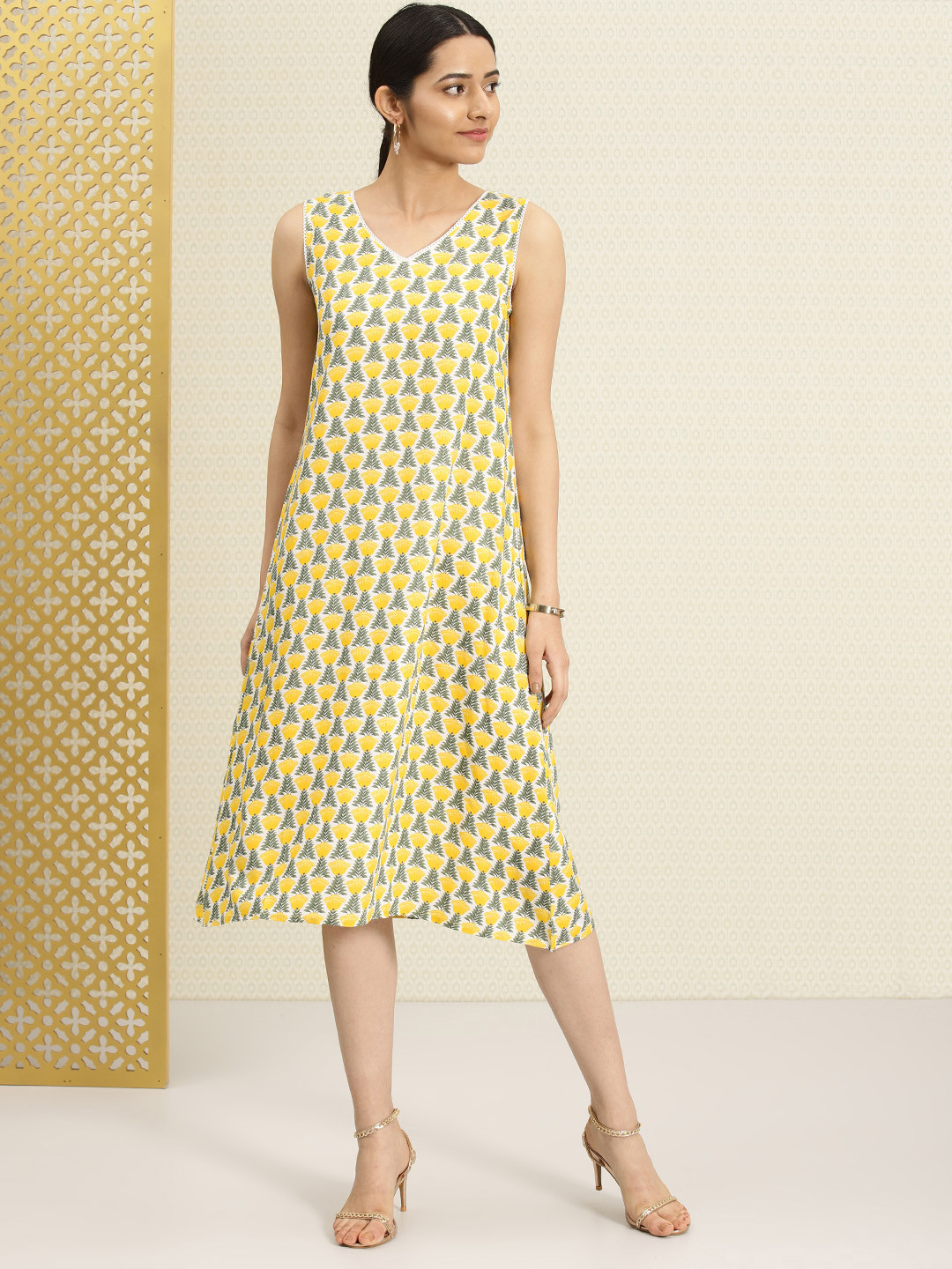 Buy House Of Pataudi Women White Printed A Line Dress Dresses for