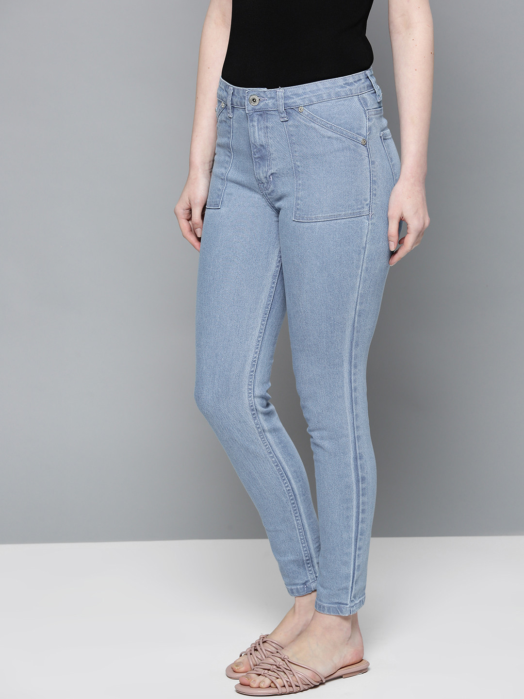 Buy Chemistry Women Blue Mid Rise Clean Look Stretchable Jeans Jeans