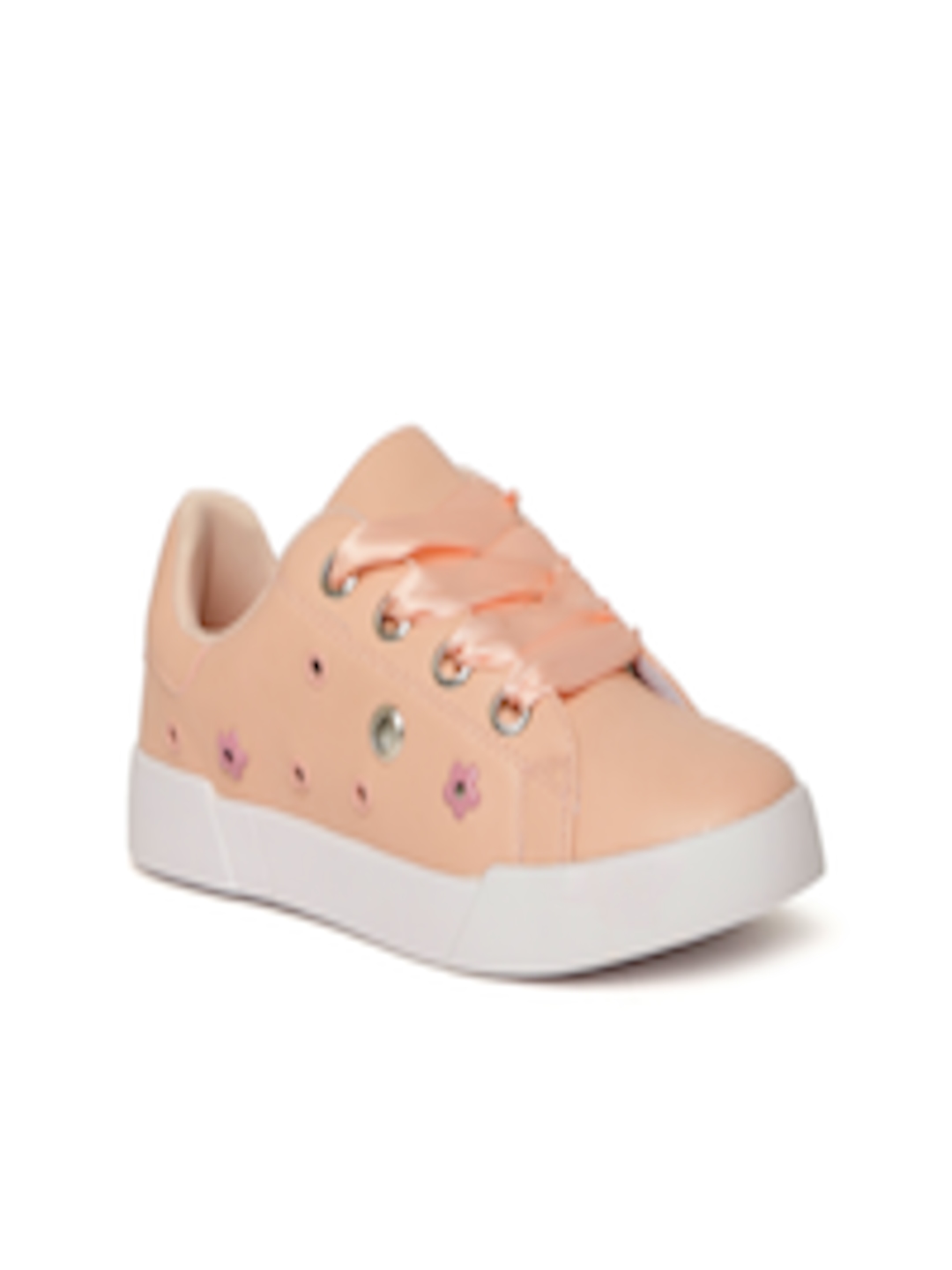 Buy Jove Women Peach Coloured Embellished Sneakers - Casual Shoes for ...