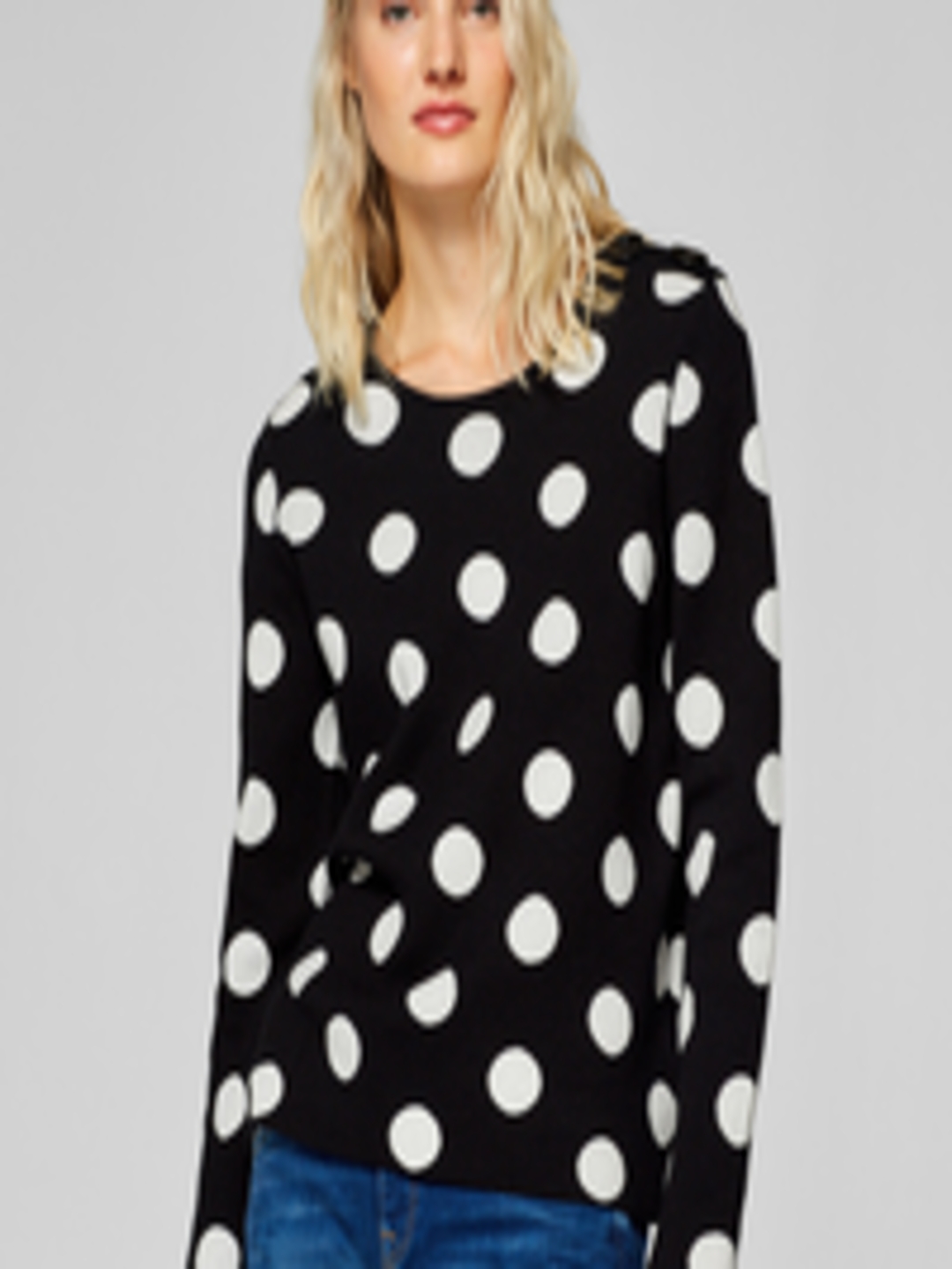 Buy ESPRIT Women Black & White Printed Pullover - Sweaters for Women ...