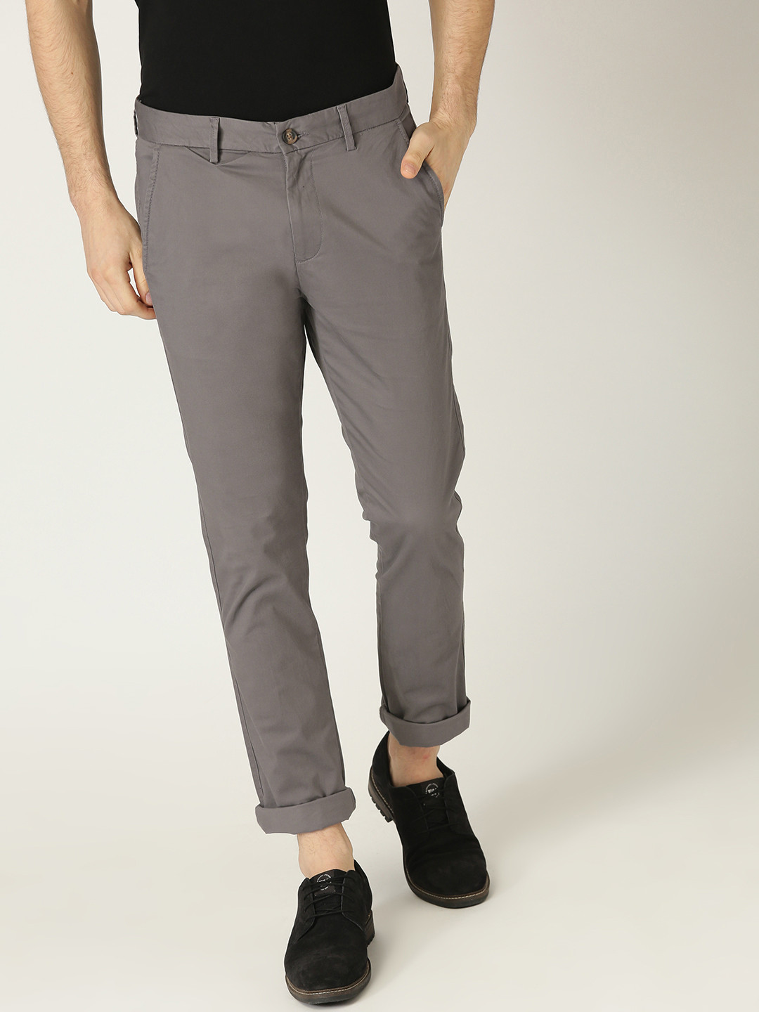 Buy United Colors Of Benetton Men Taupe Slim Fit Solid Chinos ...
